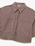 Viskon Kumaş Klasik Yaka Cepli Kısa Kollu Crop Oversize Gömlek