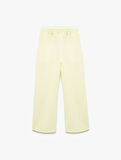 Beli Bağcıklı Bürümcük Kumaş Basic Geniş Paça Pantolon
