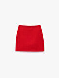 Slim Fit A Kesim Tüvit Mini Etek