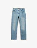 Normal Bel Pamuklu Straight Fit Jean Pantolon - Mark Jean