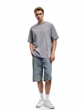 Kısa Kollu Bisiklet Yaka Pamuklu Basic Oversize Tişört
