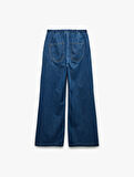 Beli Bağcıklı Pamuklu Düz Paça Cepli Jean Pantolon - Straight Jeans