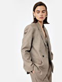 Kruvaze Yaka Uzun Kollu Oversize Blazer Ceket
