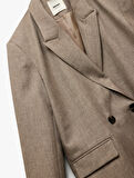 Kruvaze Yaka Uzun Kollu Oversize Blazer Ceket
