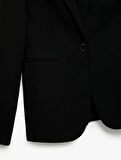 Krep Kumaş Astarlı Düğmeli Uzun Kollu Kruvaze Blazer Ceket