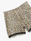 Dantel Detaylı Leopar Desenli Şort Pijama Altı
