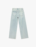 Normal Bel Geniş Paça Taş Detaylı Pamuklu Jean Pantolon - Wide Leg Jeans