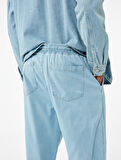 Beli Bağcıklı Cep Detaylı Loose Fit Bol Jean Pantolon