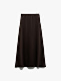 Regular Fit Midi Boy Saten Kloş Etek
