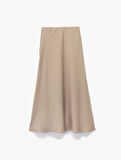 Regular Fit Midi Boy Saten Kloş Etek