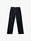 Normal Bel Düz Paça Jean Pantolon - Longer Straight Fit Jeans