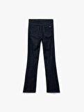 Normal Bel Dar Kalıp Cepli İspanyol Paça Jean Pantolon - Flare Jeans
