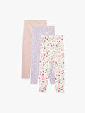 Pamuklu Desenli Beli Lastikli 3'lü Tayt Seti