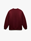 Üç İplik Şardonlu Uzun Kollu Bisiklet Yaka Oversize Sweatshirt