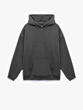 Şardonlu Uzun Kollu Kapüşonlu Oversize Sweatshirt