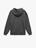Şardonlu Uzun Kollu Kapüşonlu Oversize Sweatshirt