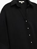 Krep Kumaş 3/4 Kollu Oversize Gömlek