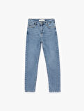 Pamuklu Dar Kesim Normal Bel Jean Pantolon - Slim Straight Fit Jean