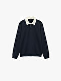 Şardonlu Polo Yaka Uzun Kollu Sweatshirt