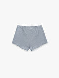 Bağlama Detaylı Rahat Kalıp Ekoseli Şort