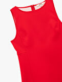 Slim Fit Kolsuz Bisiklet Yaka Mini Elbise