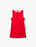 Slim Fit Kolsuz Bisiklet Yaka Mini Elbise