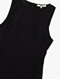 Slim Fit Kolsuz Bisiklet Yaka Mini Elbise