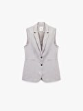 Kruvaze Yaka Kolsuz Uzun Blazer Yelek