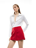 Regular Fit Kruvaze Mini Şort Etek