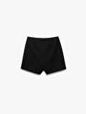 Regular Fit Kruvaze Mini Şort Etek