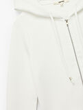 Uzun Kollu Viskon Karışımlı Kapüşonlu Tam Fermuarlı Sweatshirt