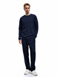 Pamuklu Uzun Kollu Dokulu Basic Bisiklet Yaka Sweatshirt