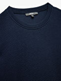 Pamuklu Uzun Kollu Dokulu Basic Bisiklet Yaka Sweatshirt