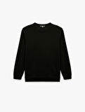 Pamuklu Uzun Kollu Basic Bisiklet Yaka Sweatshirt