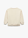 Uzun Kollu Şardonlu Bisiklet Yaka Baskılı Sweatshirt