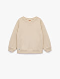 Pamuklu Uzun Kollu Bisiklet Yaka Basic Sweatshirt