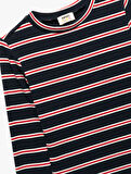Uzun Kollu Bisiklet Yaka Çizgili Tişört