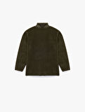 Uzun Kollu Cepli Dik Yaka Fermuarlı Polar Sweatshirt