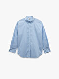 Klasik Yaka Uzun Kollu Oversize Poplin Gömlek