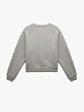 Pamuklu Bisiklet Yaka Şardonlu Sweatshirt
