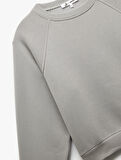 Pamuklu Bisiklet Yaka Şardonlu Sweatshirt