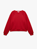 Pamuklu Bisiklet Yaka Şardonlu Sweatshirt
