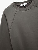 Pamuklu Bisiklet Yaka Şardonlu Sweatshirt