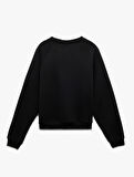 Pamuklu Bisiklet Yaka Şardonlu Sweatshirt