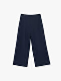 Normal Bel Bilek Boy Culotte Fit Geniş Paça Kumaş Pantolon