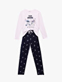 Pamuklu Bisiklet Yaka Uzun Kollu Pijama Takımı