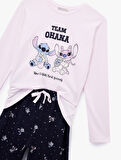 Pamuklu Bisiklet Yaka Uzun Kollu Pijama Takımı