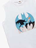 Lisanslı Batman Baskılı Kolsuz Bisiklet Yaka Atlet