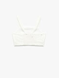 Kare Yaka Dokulu Askılı Viskon Crop Bluz