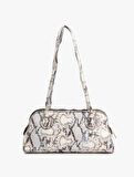 Yılan Derisi Desenli Fermuarlı Saplı Omuz Çantası
